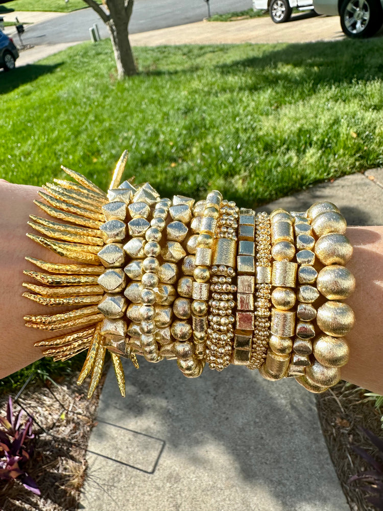 Bling Bling - 14K Gold Brushed Bead Bracelets