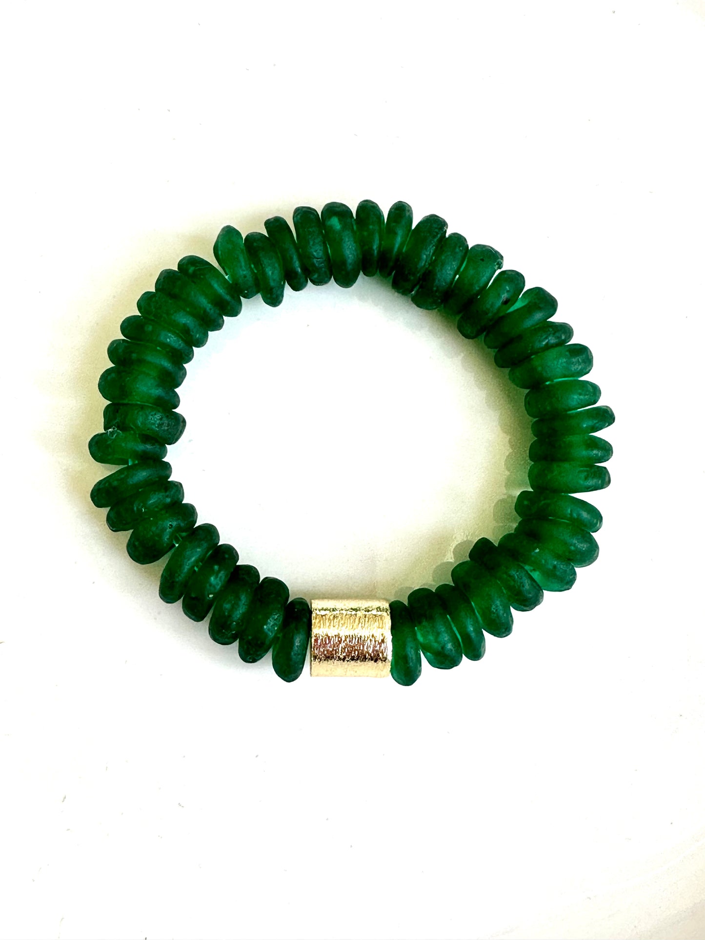 Emerald Green Glass Rondelle Bracelet