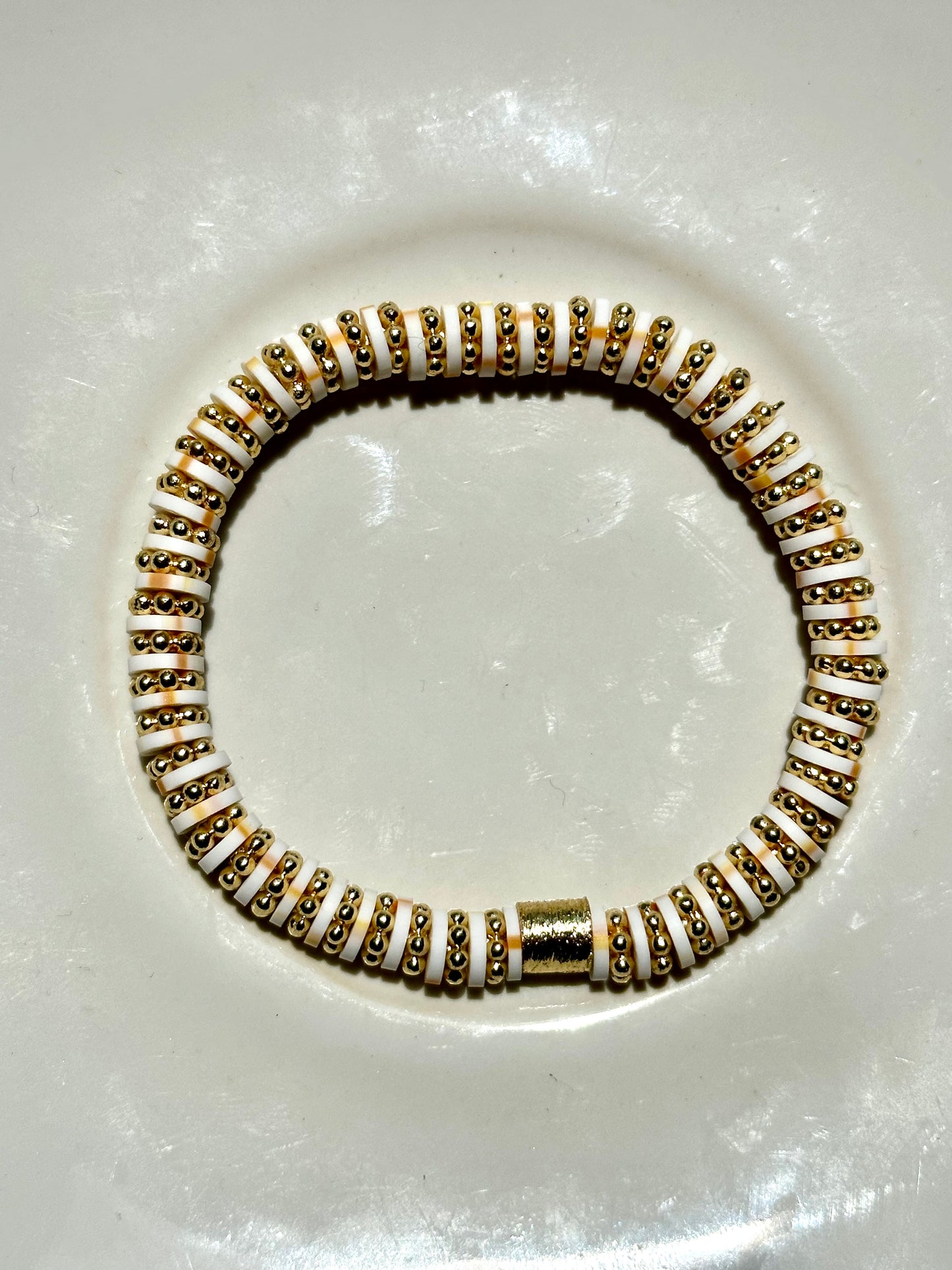 White & Gold Mixed Daisy Bracelet - 6mm