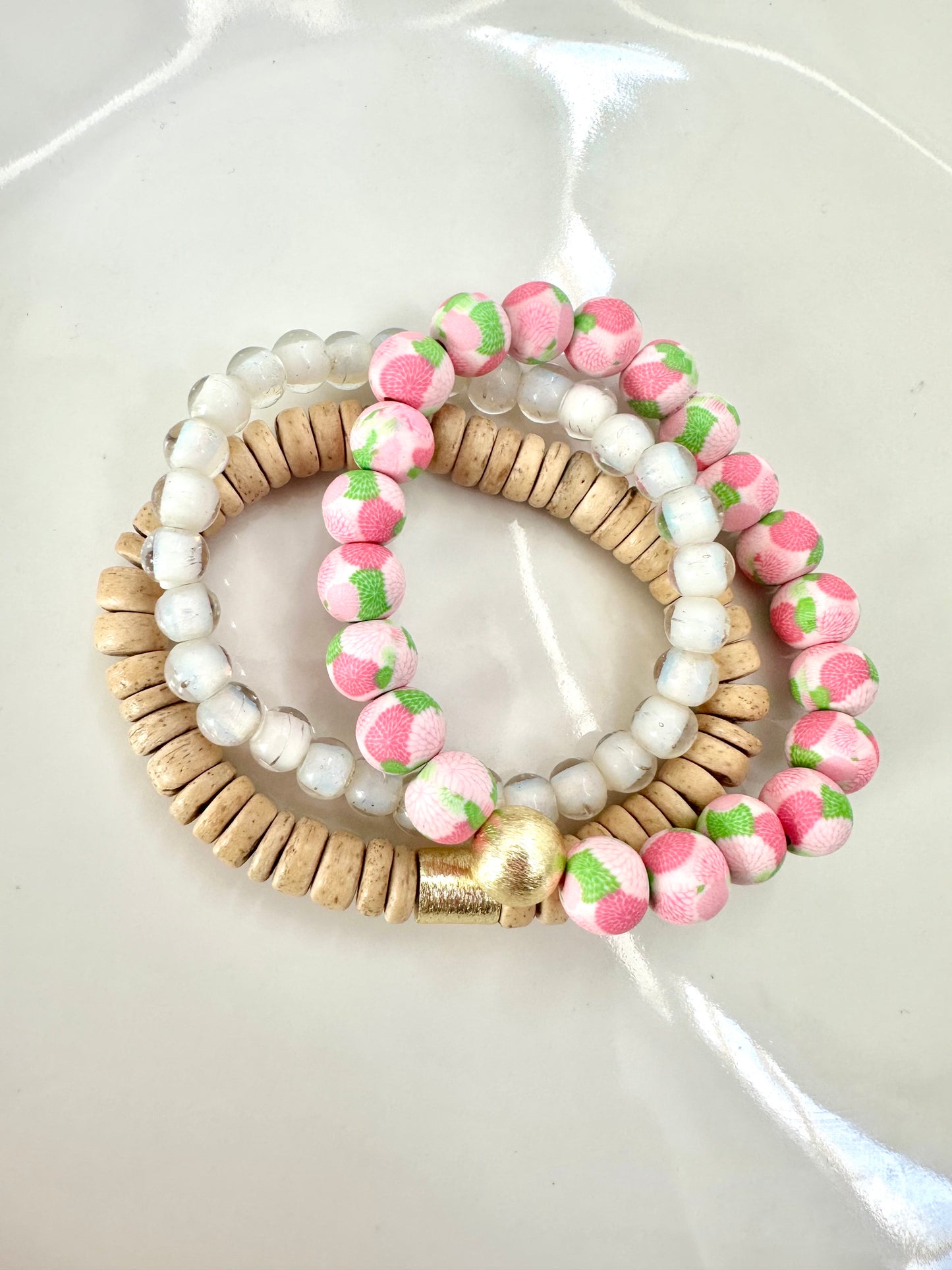 White Heart Bead Bracelet