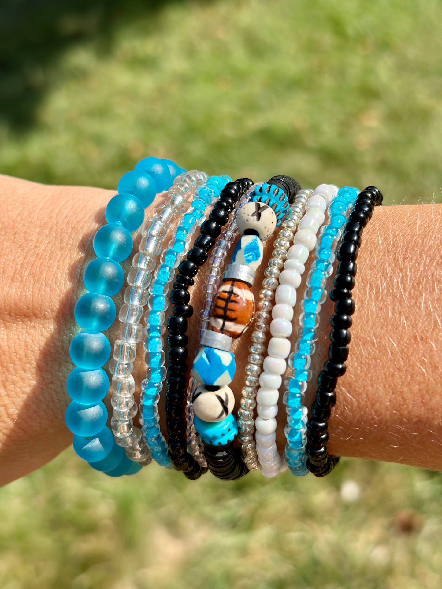 Sea Glass Turquoise Frosted Bracelet