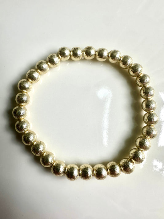 14K Gold Round Brushed Bracelet