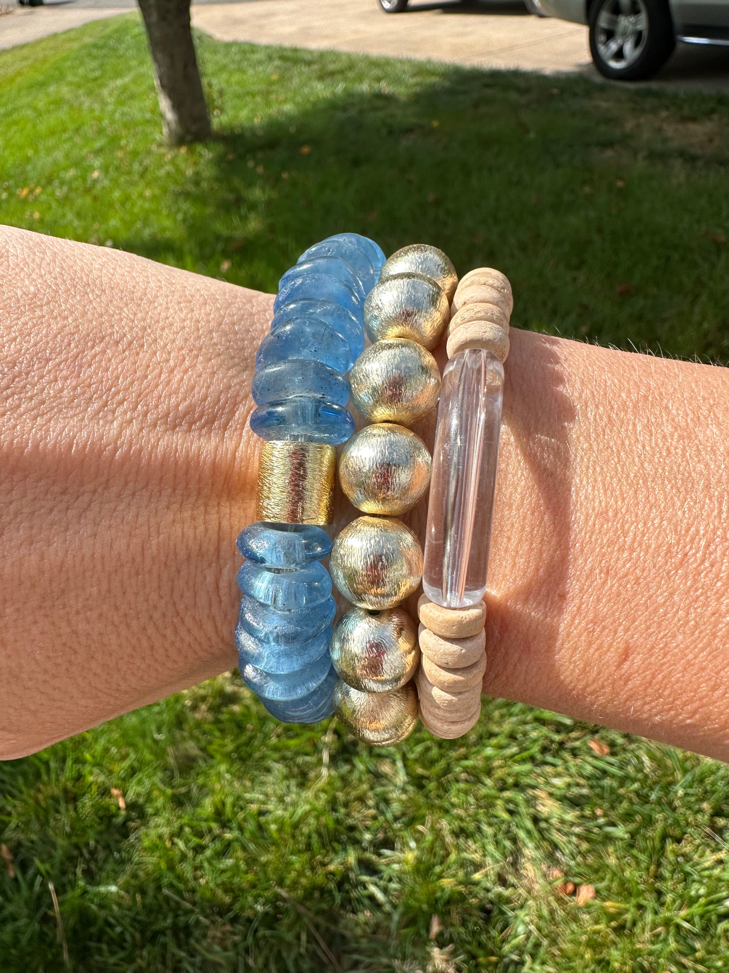 See Thru Glass Bead Bracelet