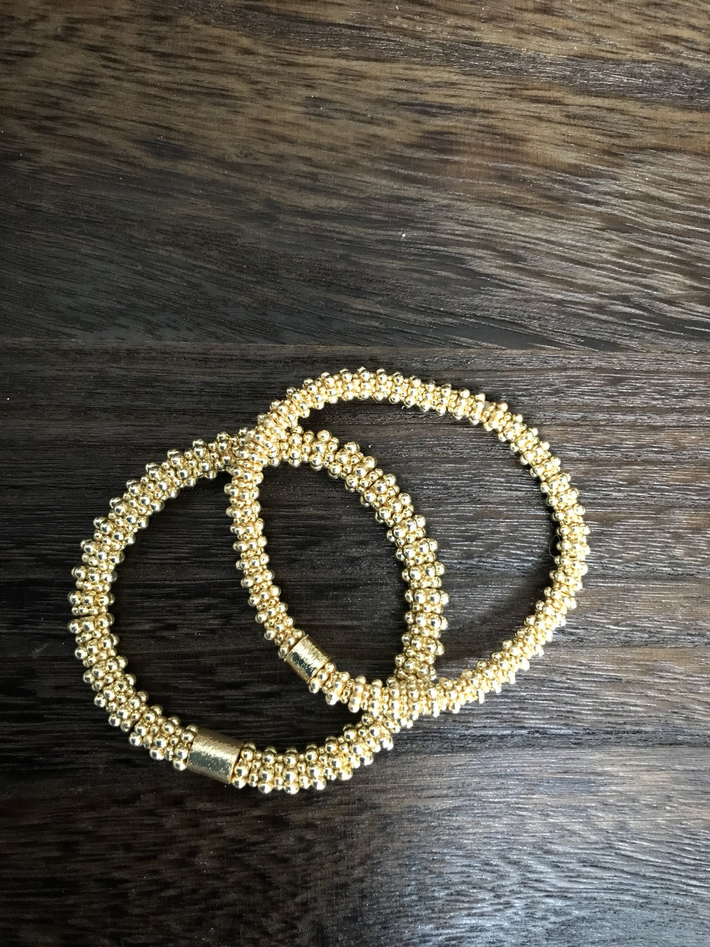 14K Gold Daisy Brushed Beads Bracelet