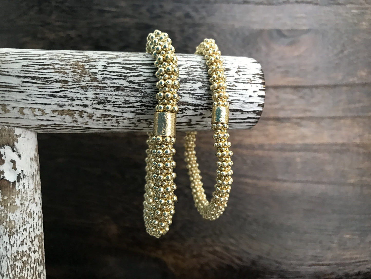 14K Gold Daisy Brushed Beads Bracelet