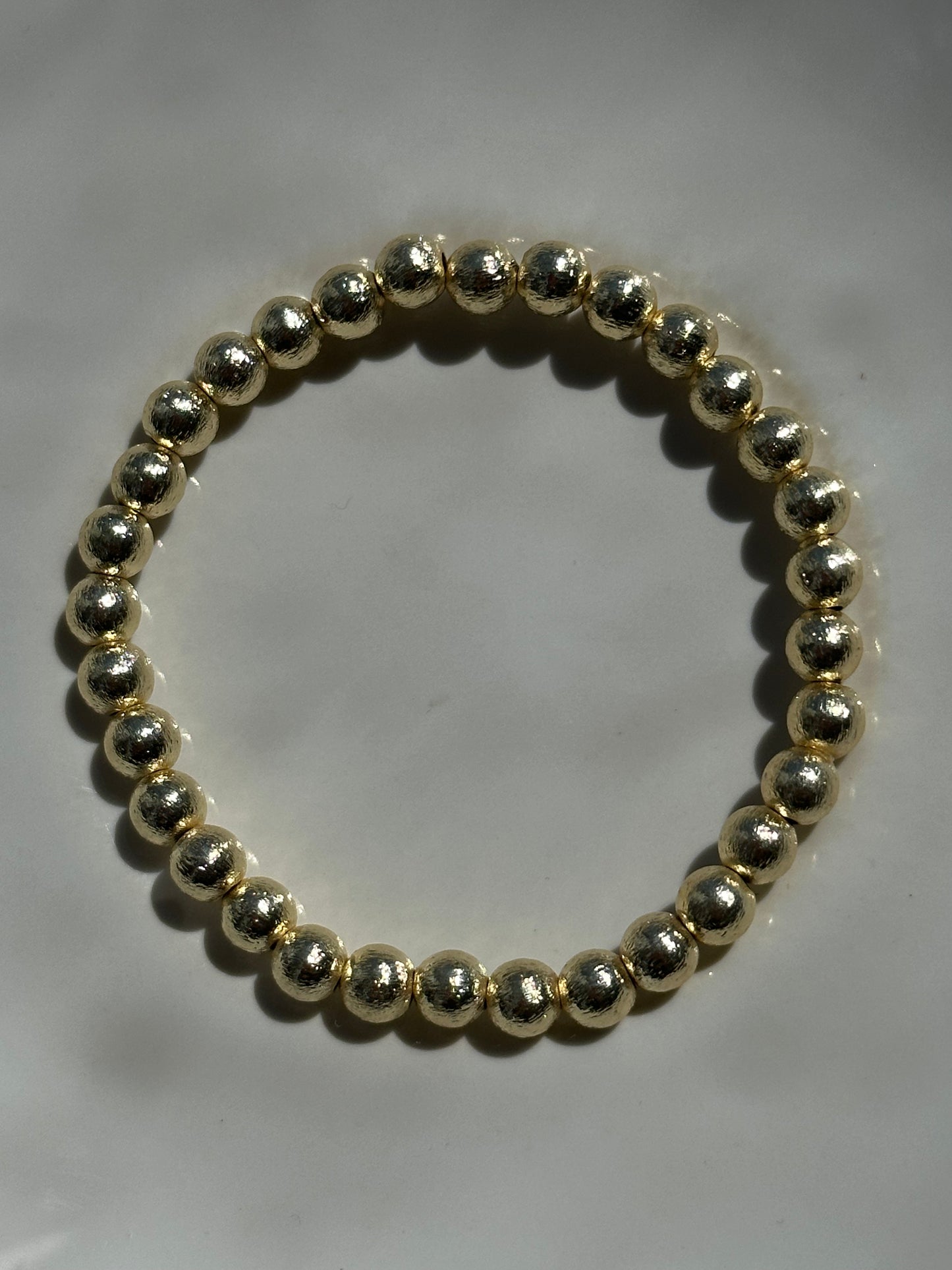 14k Gold Brushed Round Bead Bracelets