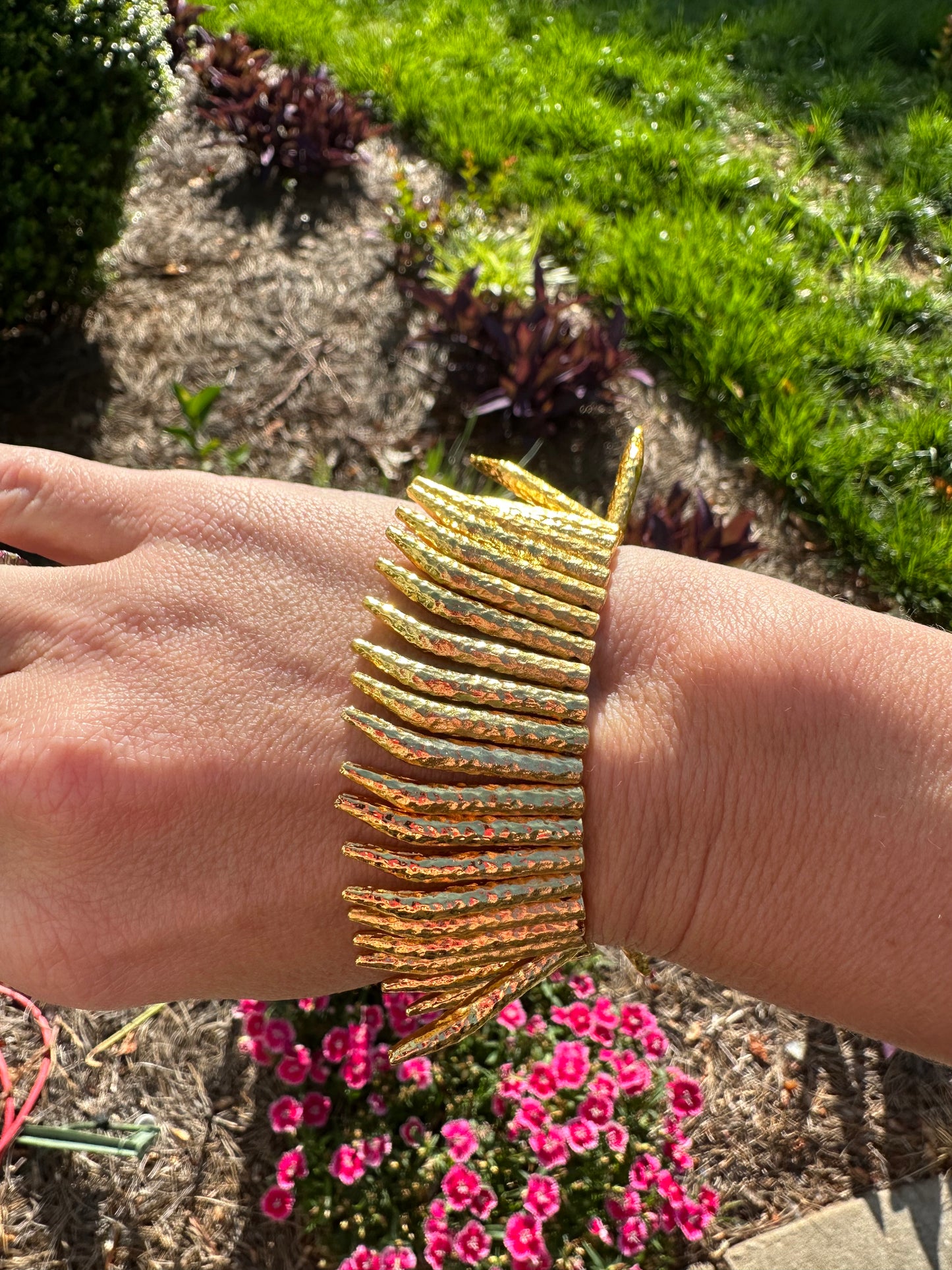 14K Gold Plated Spike Bead Bracelet