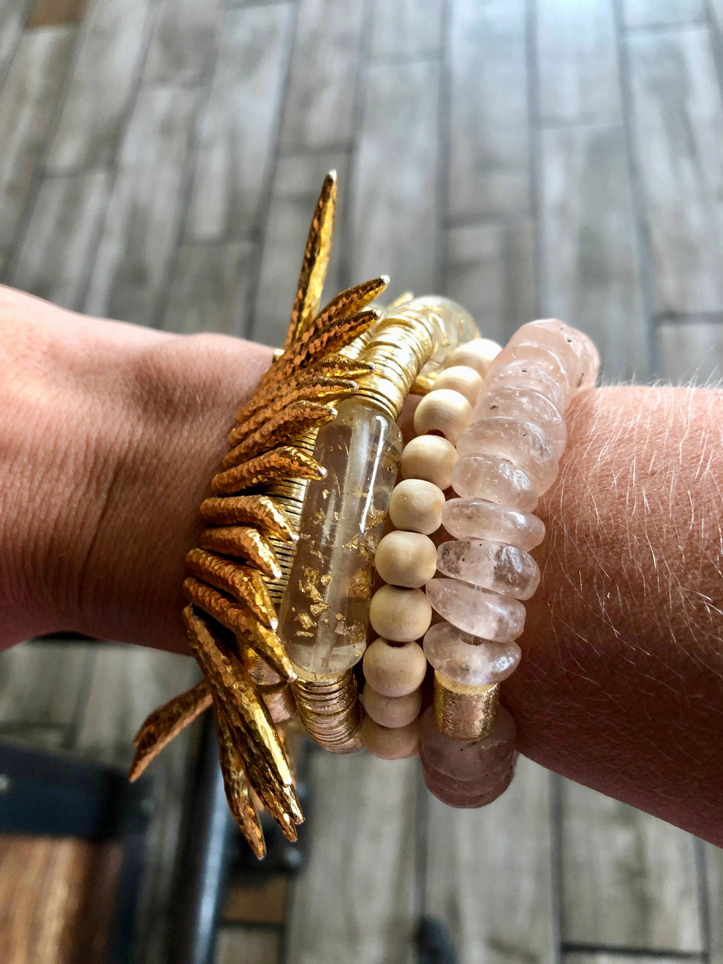 14K Gold Plated Spike Bead Bracelet