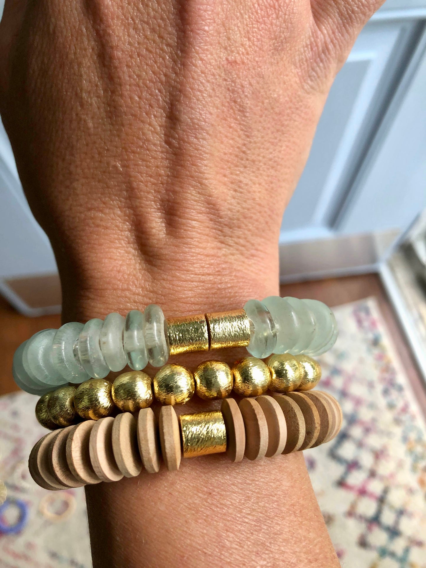Natural Wood and Gold Bracelet