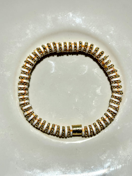 White & Gold Mixed Daisy Bracelet - 6mm