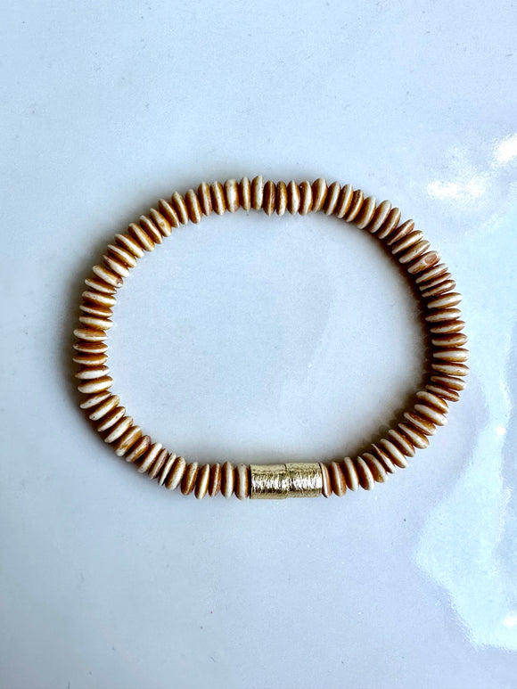 Tan Bone Bead Bracelet