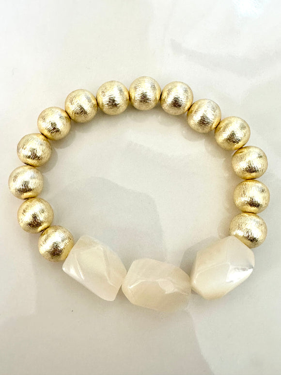 Pearl Faceted Gold Bracelet