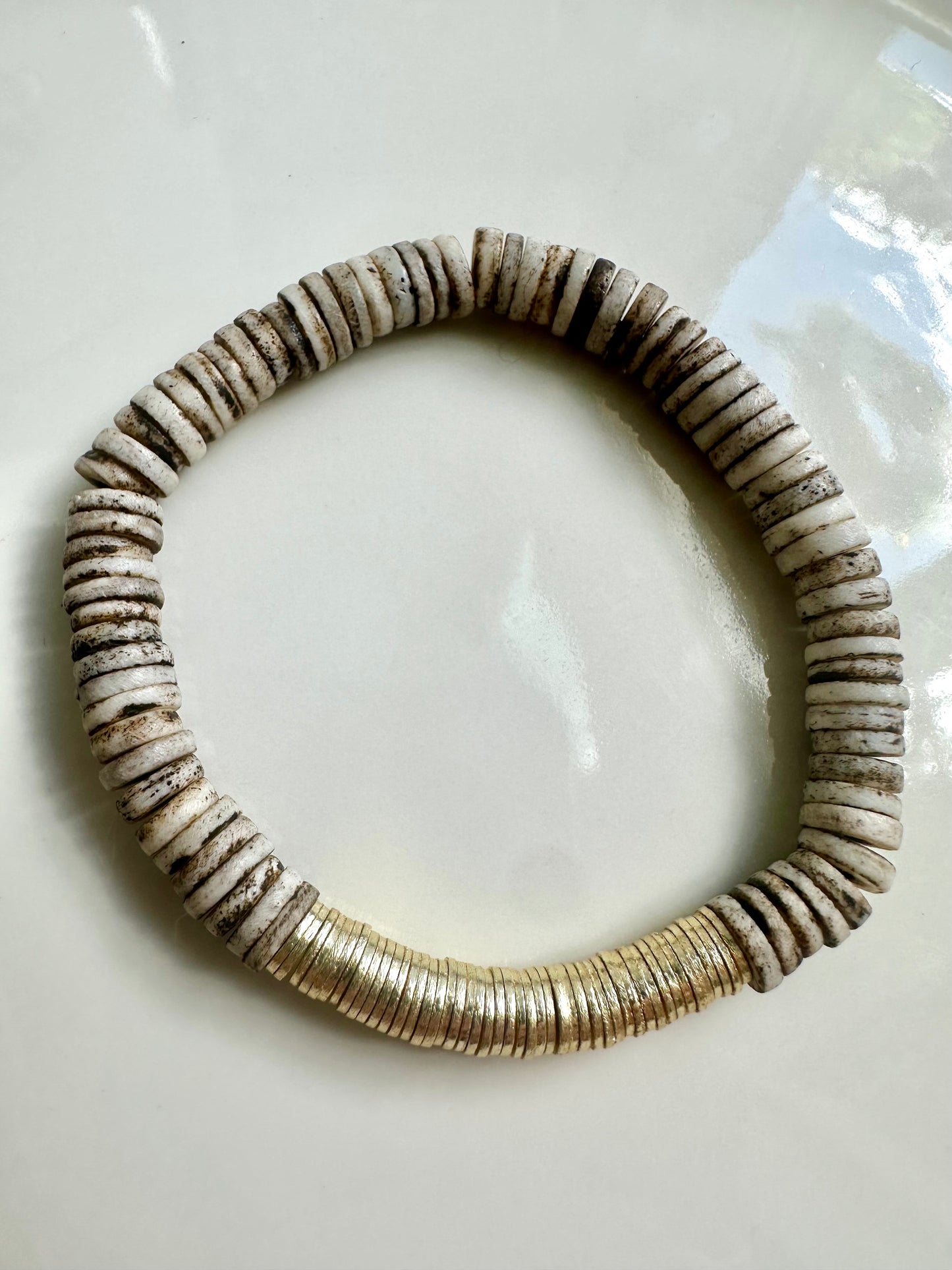 Small Grey Gold Bone Bracelet