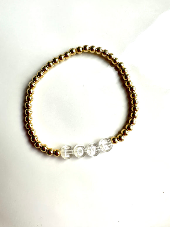 Love Gold Round Bead Bracelet