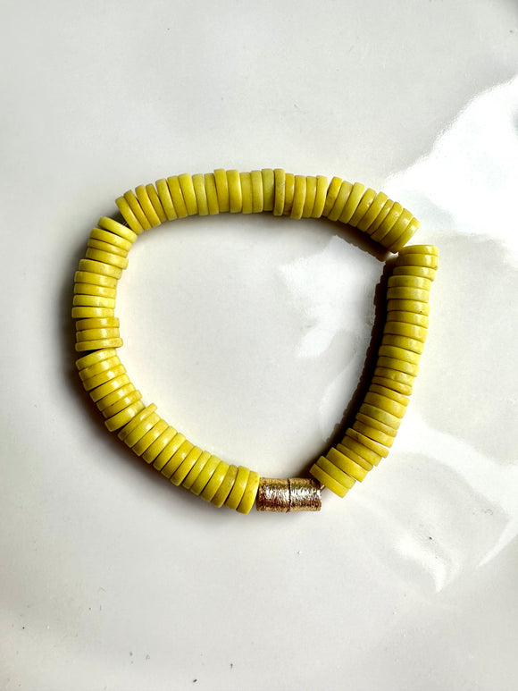Yellow Bone Bead Bracelet