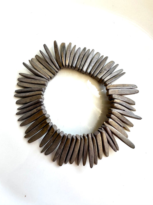 Grey Coconut Spike Wood Bracelet