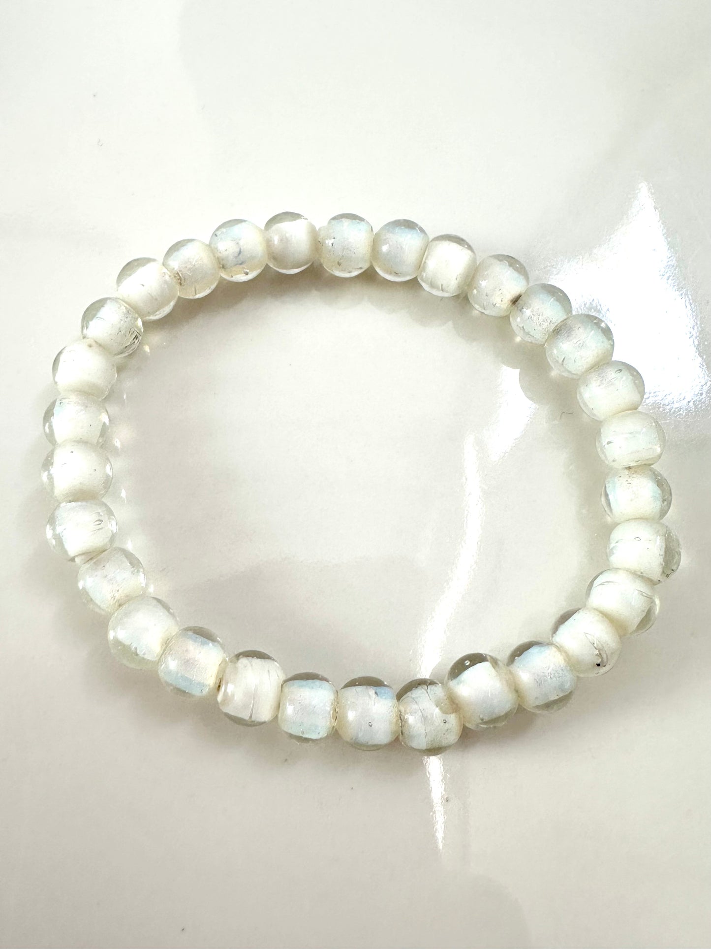 White Heart Bead Bracelet