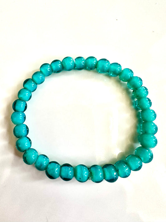 Seafoam Green Heart Bead Bracelet