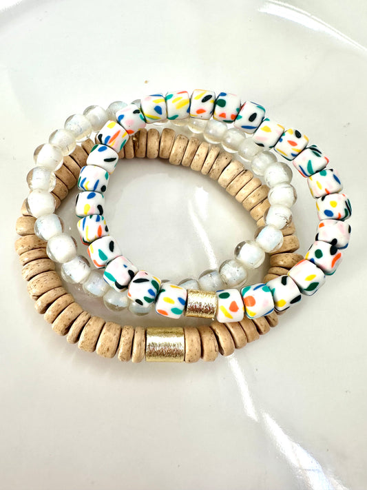 White Heart Bead Bracelet