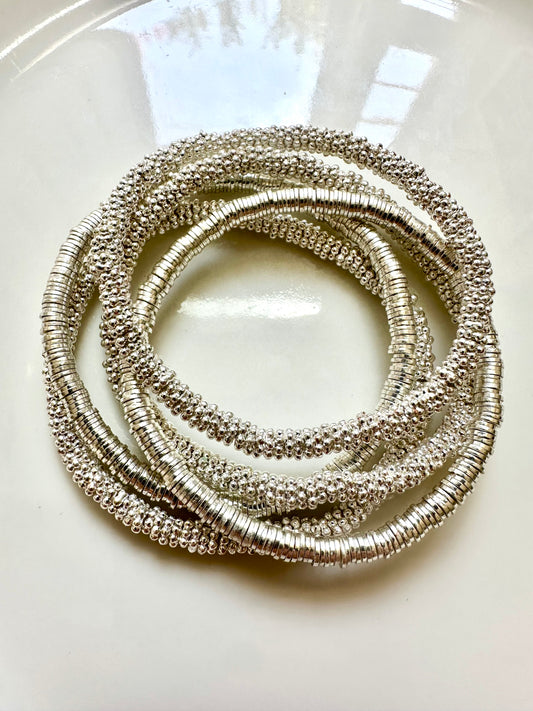 Tiny Silver Disc Bracelet