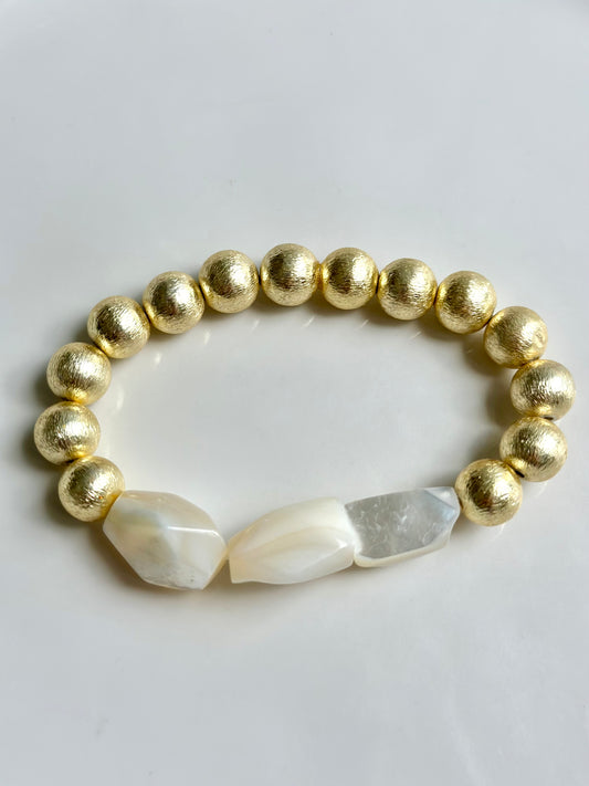 Pearl Faceted Gold Bracelet