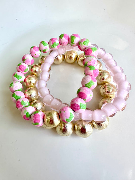Pink Heart Bead Bracelet
