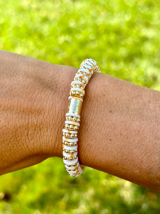 White & Gold Mixed Daisy Bracelet - 6mm
