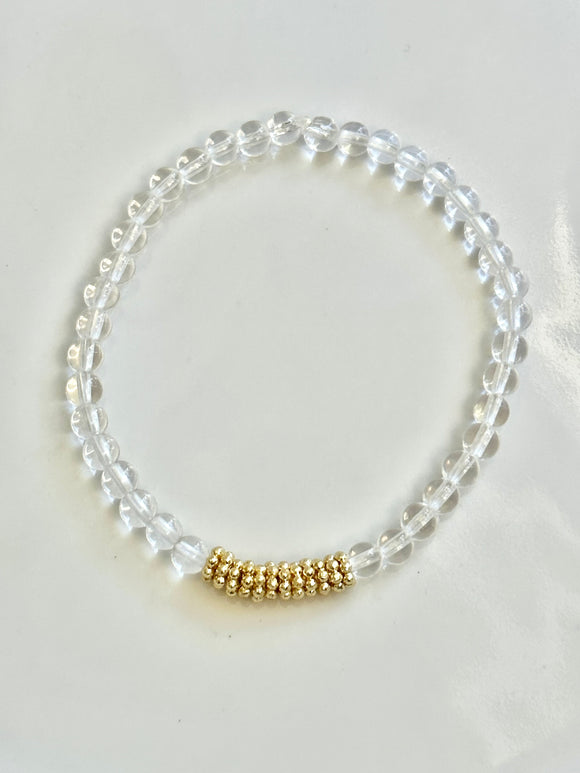 Clear Tiny Gold Daisy Bracelet