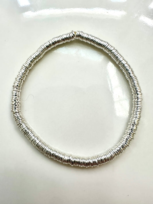 Tiny Silver Disc Bracelet