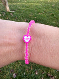 Love Hot Pink Bead Bracelet