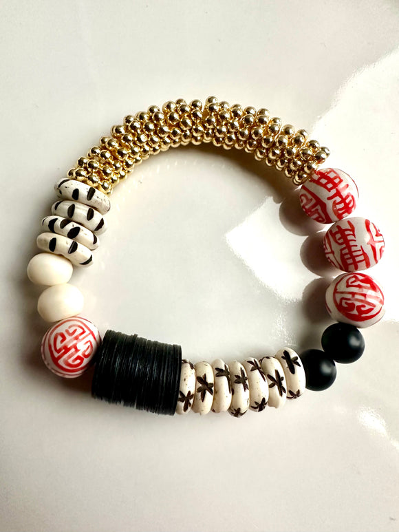 Red White and Black Party Bracelet