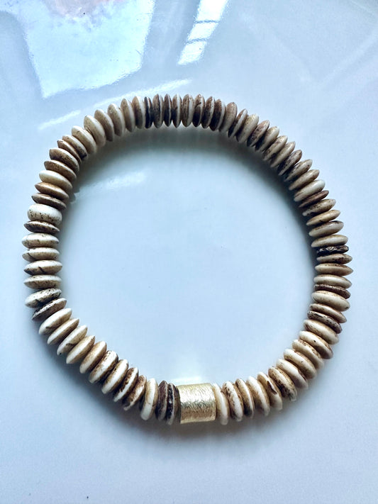 Light Brown and Gold Glass Bracelet