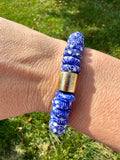 Blue and White Glass bead Bracelet