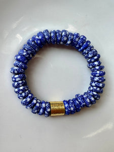 Blue and White Glass bead Bracelet