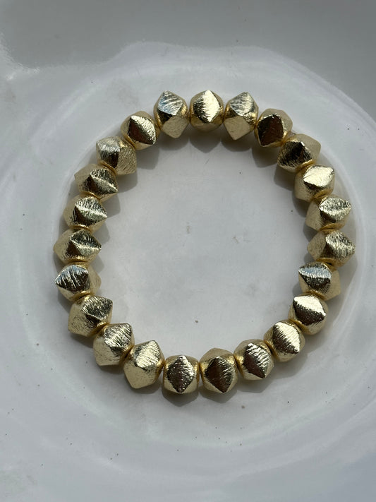 14k Gold Plated Nugget Cube Beads 	Bracelets