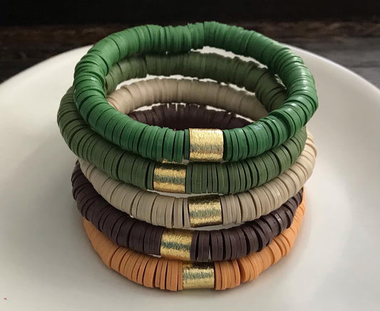 Heishi Gold Barrel Bracelet