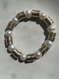 Pearl and Gold Disc Bracelet