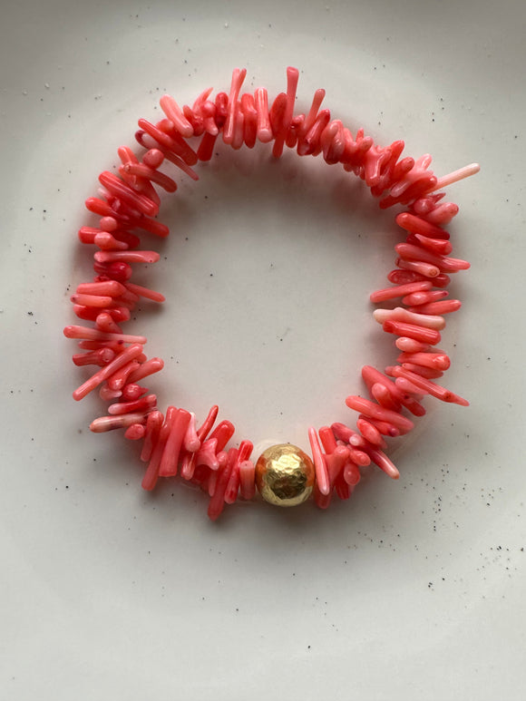 Pink Coral Stick Bead Bracelet