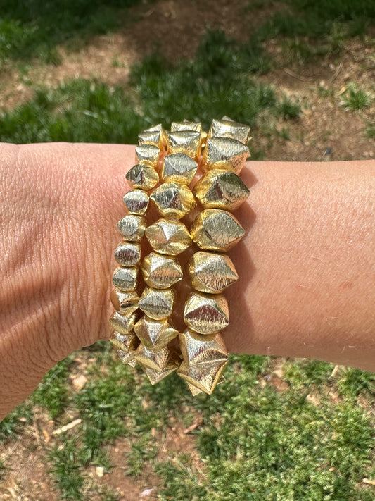 14k Gold Plated Nugget Cube Beads 	Bracelets