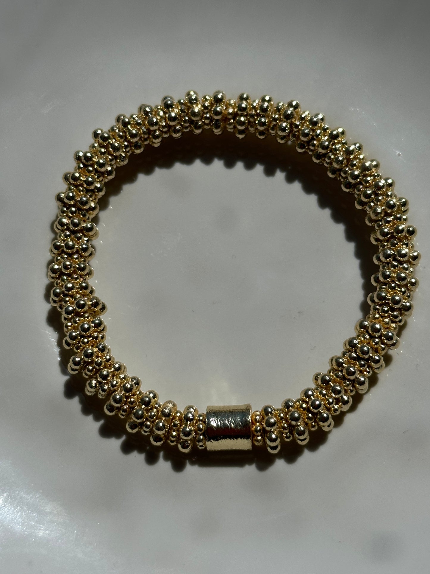 14K Gold Daisy Brushed Beads Bracelet
