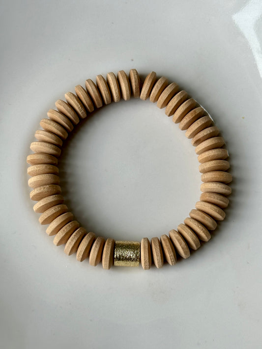 Natural Wood and Gold Bracelet