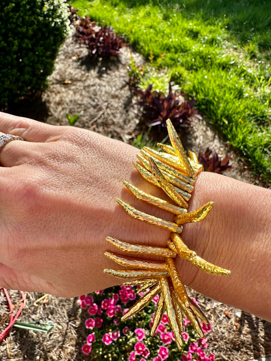 14K Gold Plated Spike Bead Bracelet