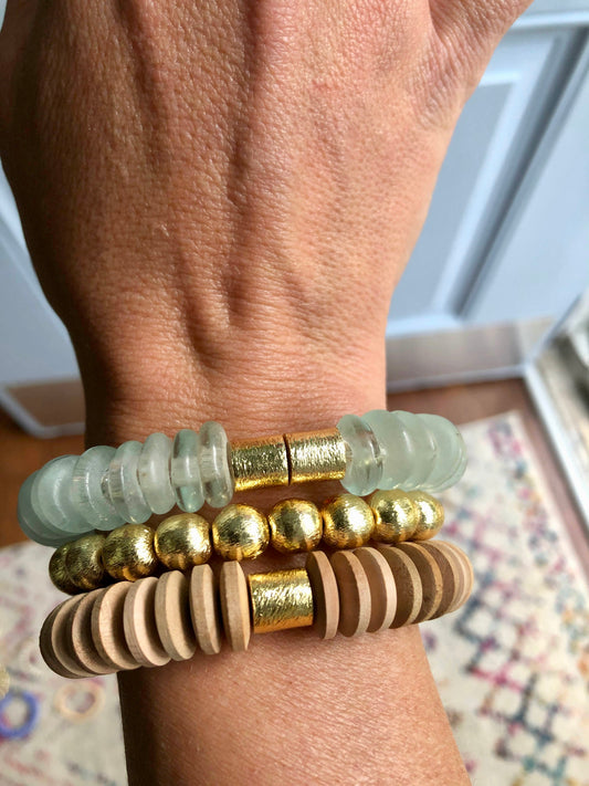Natural Wood and Gold Bracelet