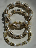 Pearl and Gold Disc Bracelet