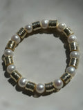 Pearl and Gold Disc Bracelet